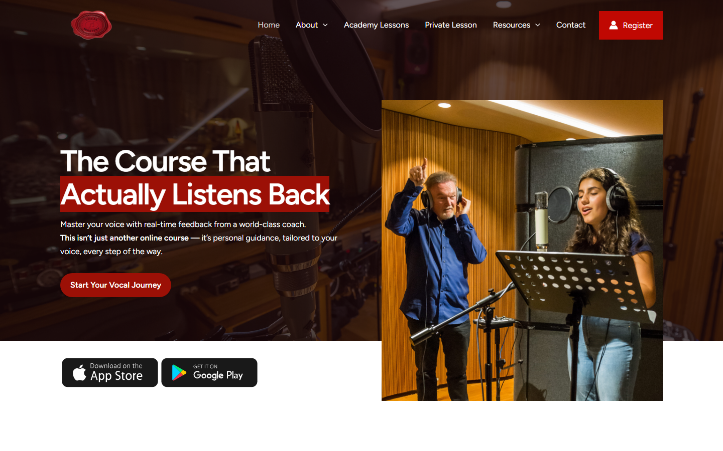 Vocal Mastery Academy project screenshot